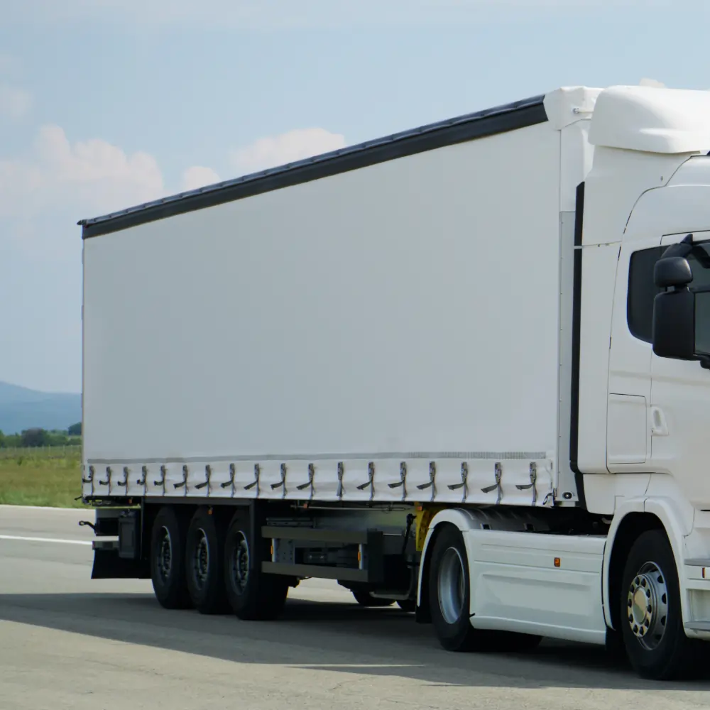 white hgv with side underrun protection