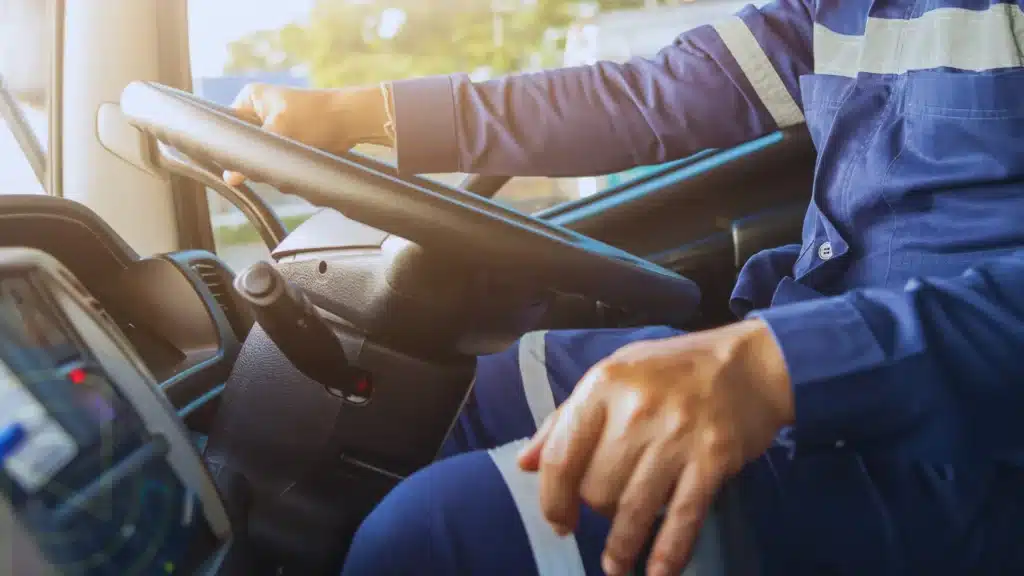 HGV Fleet driver driving a vehicle fitted with telematics