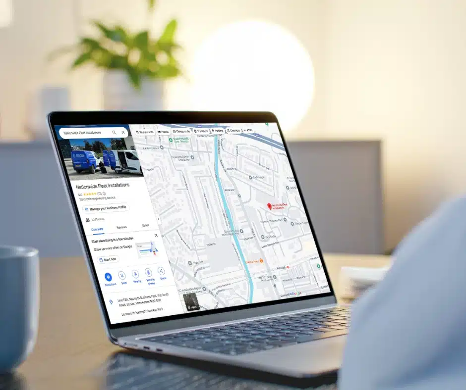 Laptop displaying Nationwide Fleet Installations location