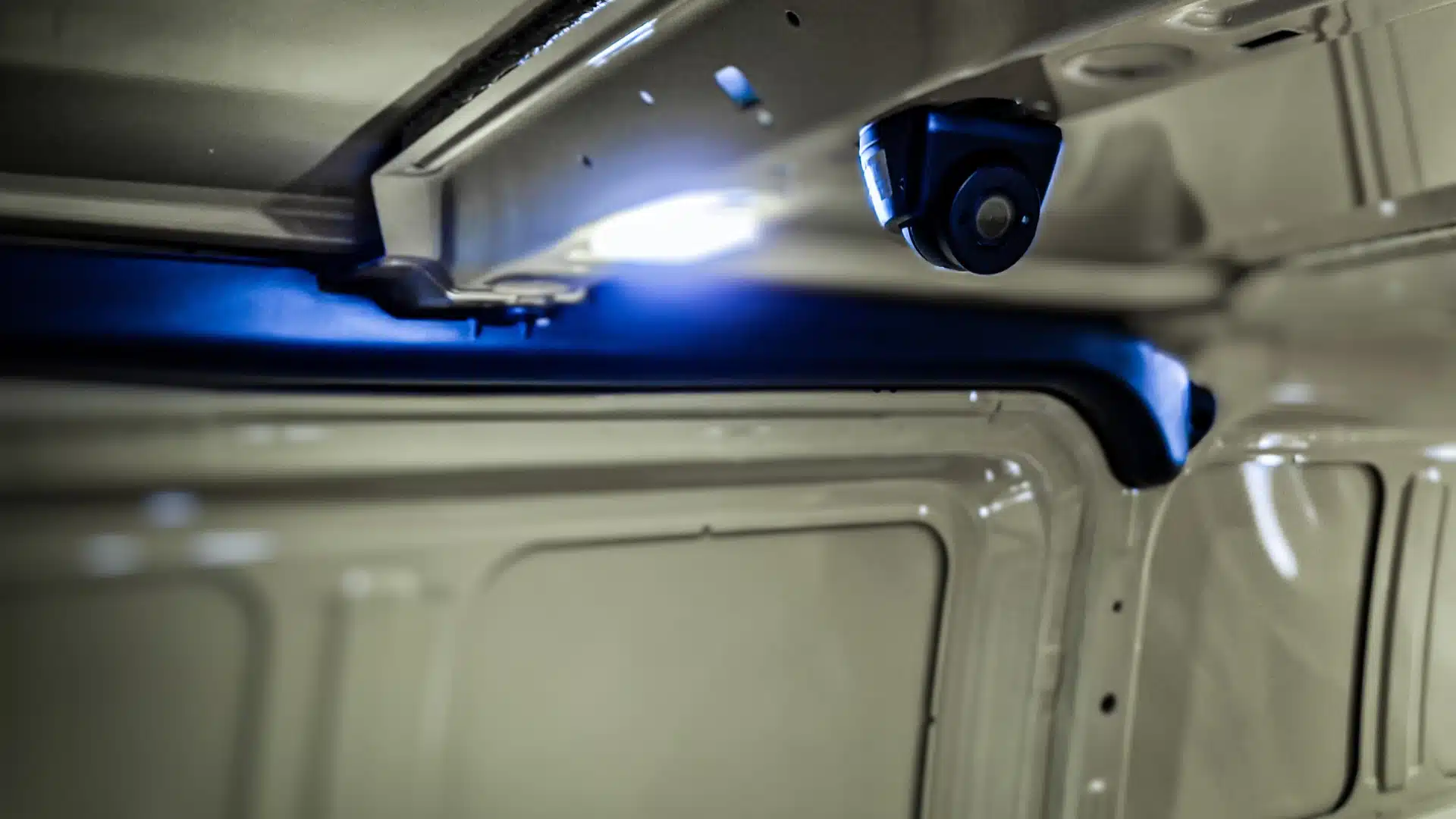 interior ceiling-mounted camera inside a van