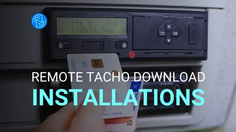 inserting driver card into digital tachograph unit in a commercial vehicle.
